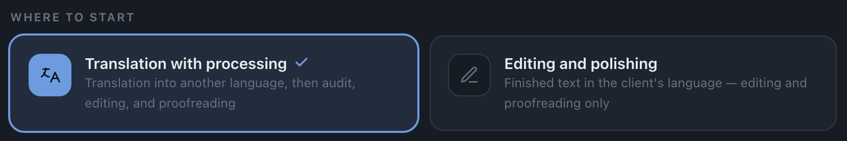 Choose a processing mode