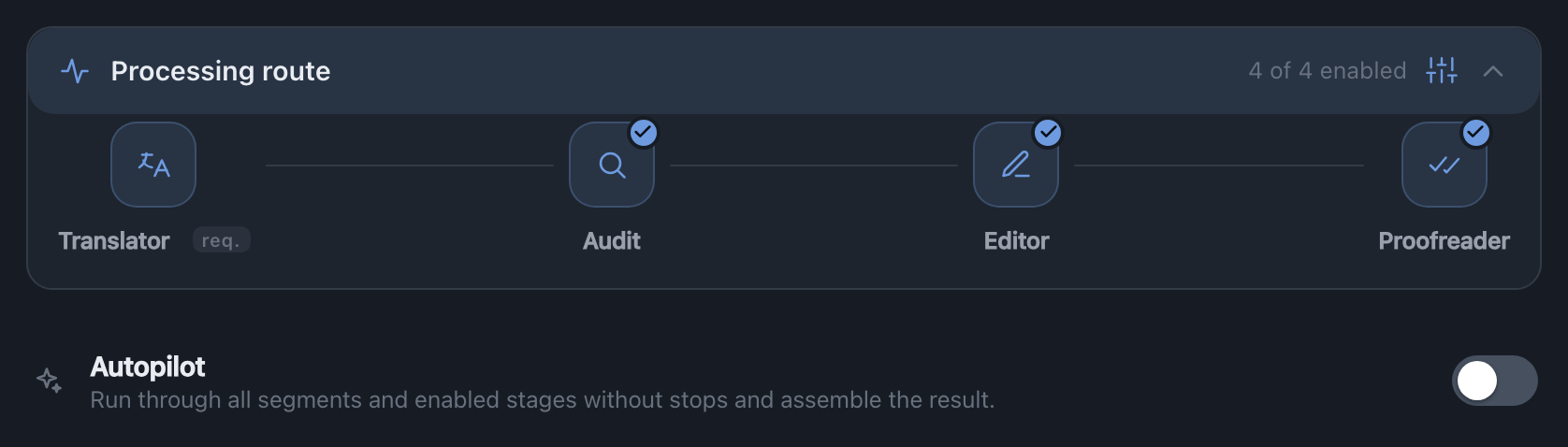 Assemble the processing route